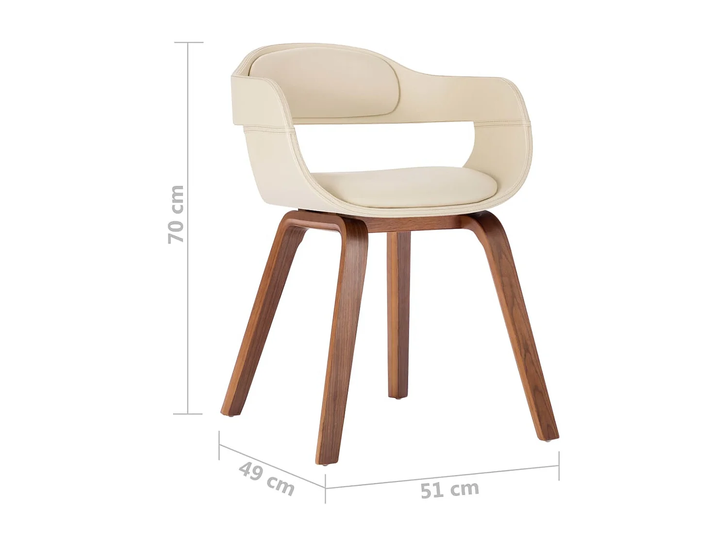 Chaise de salle à manger Crème Similicuir et bois courbé