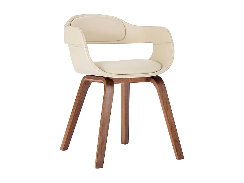 Chaise de salle à manger Crème Similicuir et bois courbé