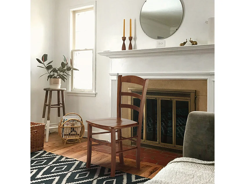 Chaise rustique traditionnel bois foncé Kuza - Lot de 2