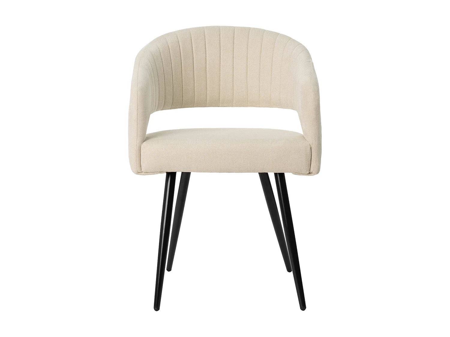 Fauteuil moderne tissu beige clair et pieds métal noir Kliro