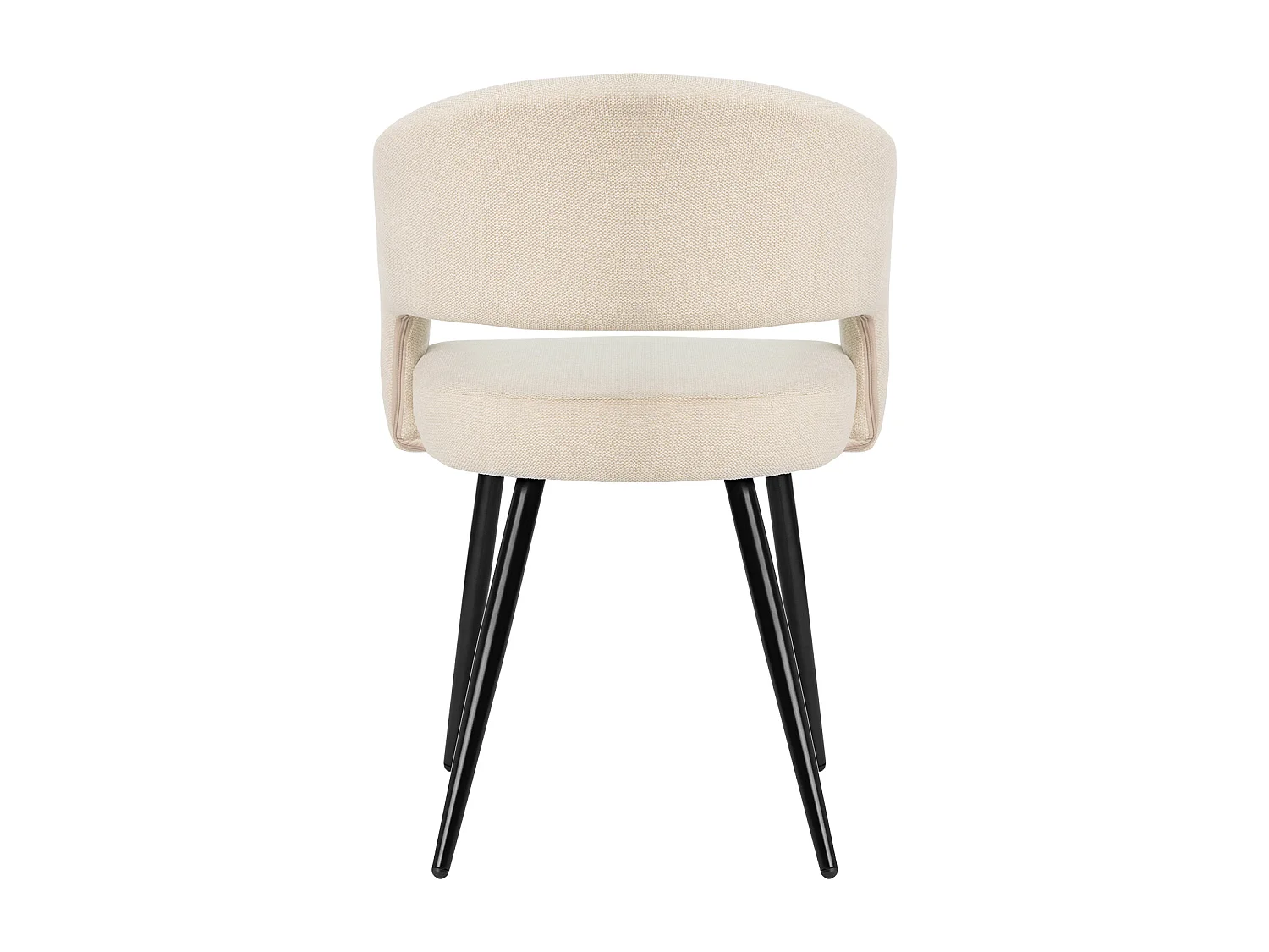 Fauteuil moderne tissu beige clair et pieds métal noir Kliro