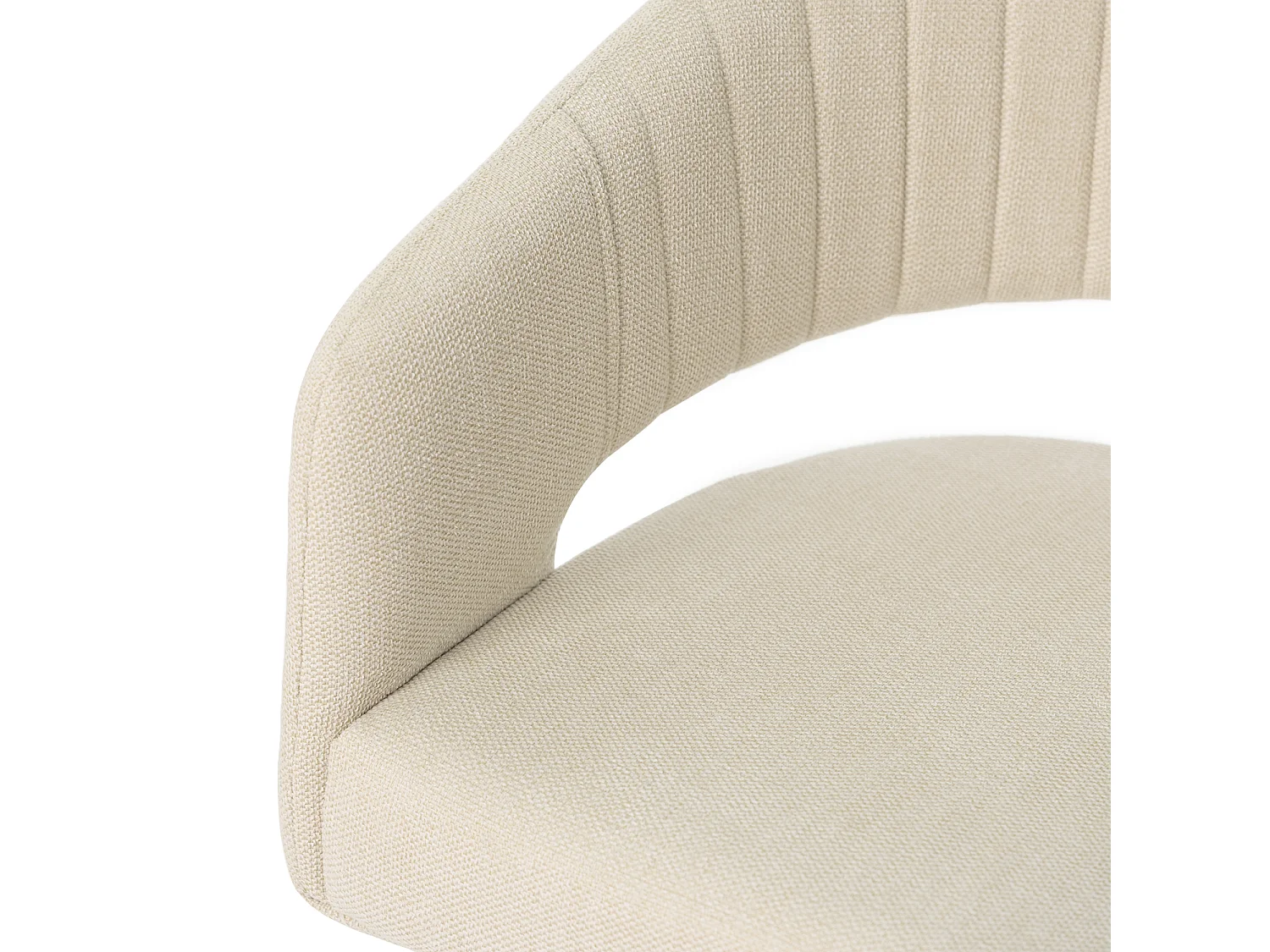 Fauteuil moderne tissu beige clair et pieds métal noir Kliro