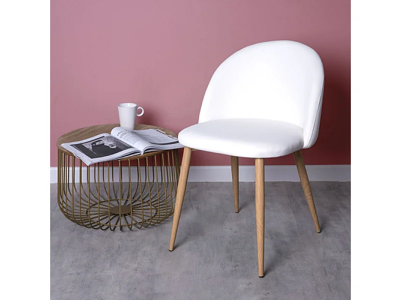 Lot de 2 chaises Kazon - Simili cuir élégant et pieds métal effet bois clair-Couleur Noir