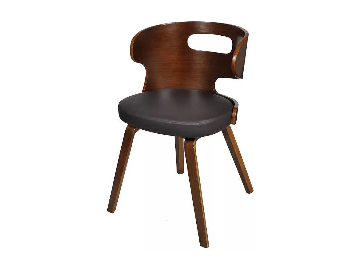 Chaise bois foncé et simili cuir noir Laetitia - Lot de 4