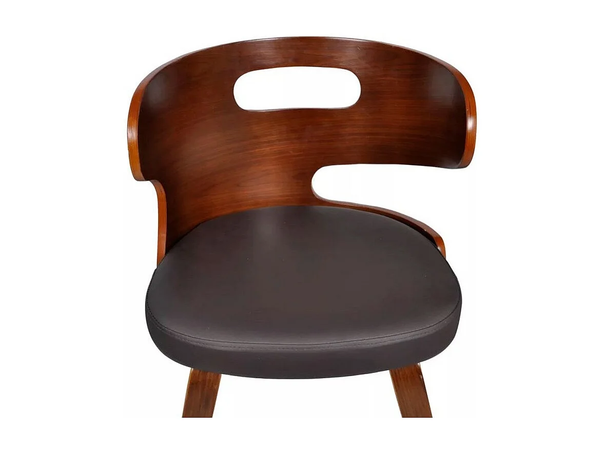 Chaise bois foncé et simili cuir noir Laetitia - Lot de 4