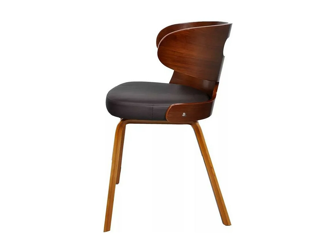 Chaise bois foncé et simili cuir noir Laetitia - Lot de 4