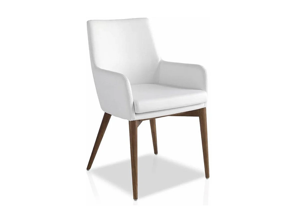 Fauteuil bois noyer et simili cuir Orna - Lot de 2-Couleur Aqua 11 Camel