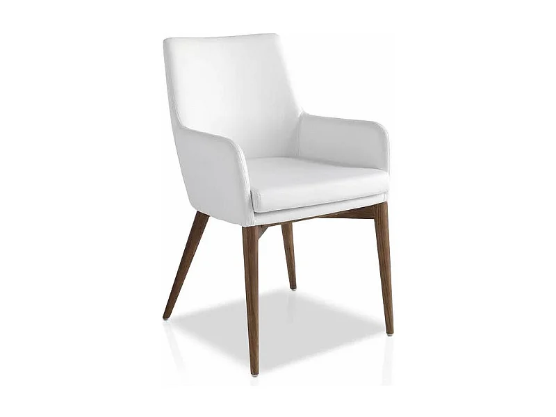 Fauteuil bois noyer et simili cuir Orna - Lot de 2-Couleur Aqua 11 Camel