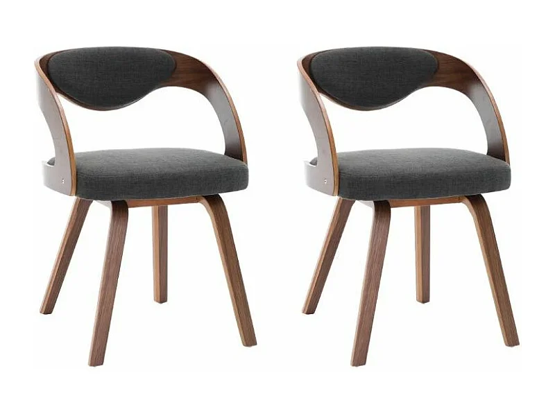 Chaise de salle à manger bois foncé et tissu gris Canva - Lot de 2