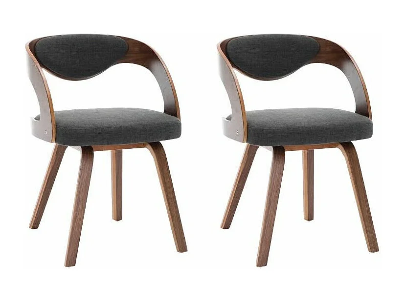 Chaise de salle à manger bois foncé et tissu gris Canva - Lot de 2