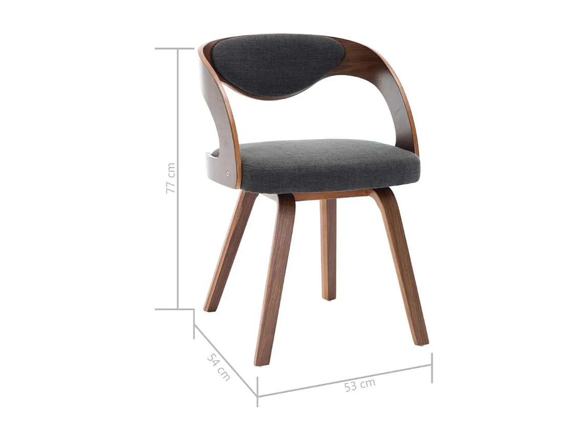 Chaise de salle à manger bois foncé et tissu gris Canva - Lot de 2