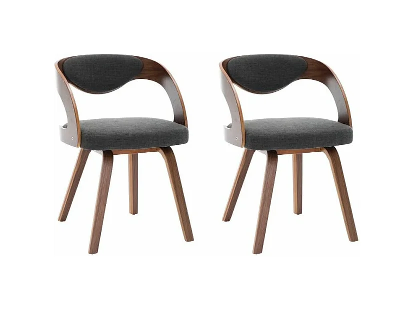 Chaise de salle à manger bois foncé et tissu gris Canva - Lot de 2