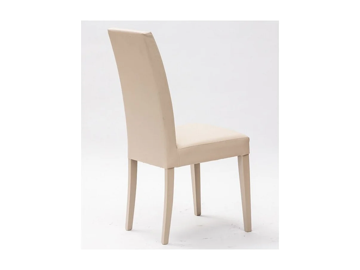 Chaise en bois massif et faux cuir Tanio - Lot de 2-Couleur Blanc