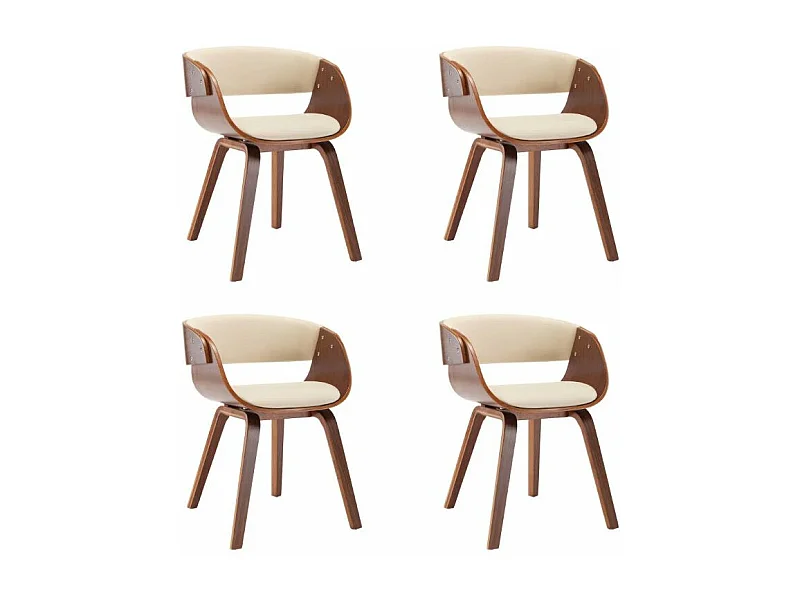 Chaise de salle à manger bois foncé et simili cuir beige Onetop - Lot de 4
