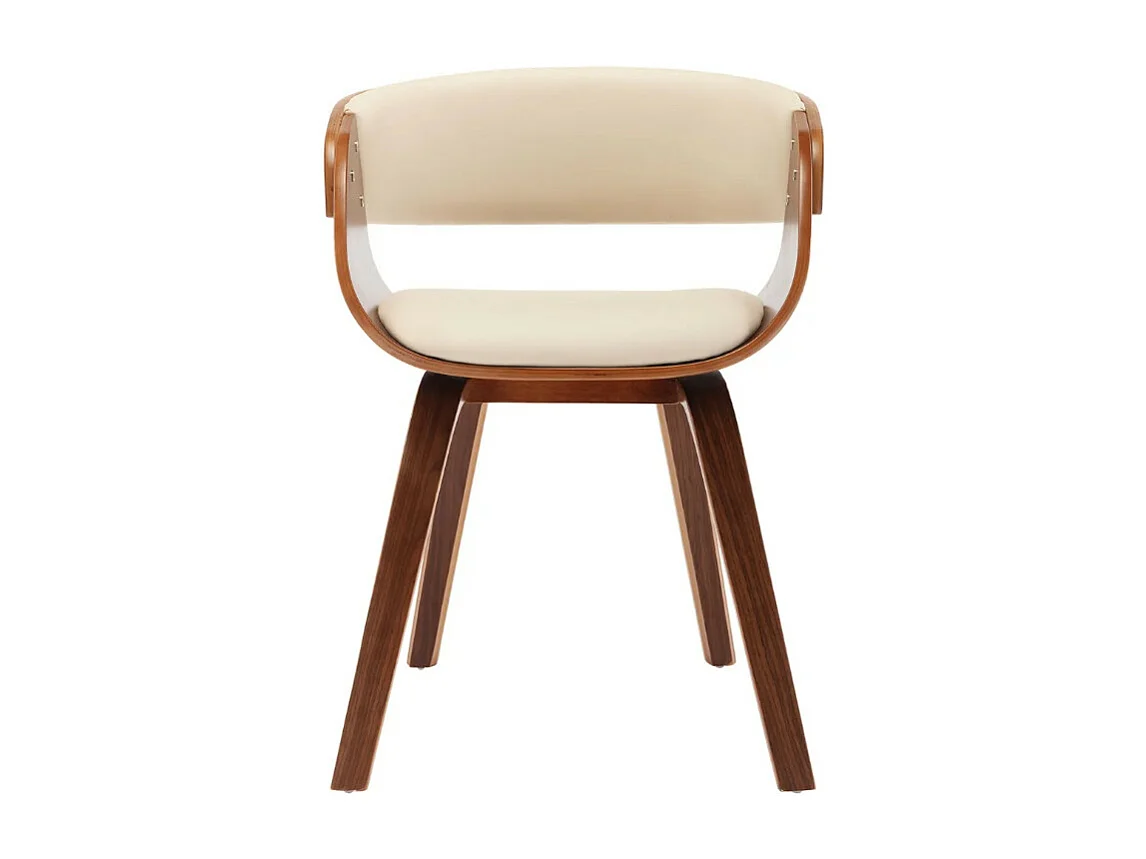 Chaise de salle à manger bois foncé et simili cuir beige Onetop - Lot de 4