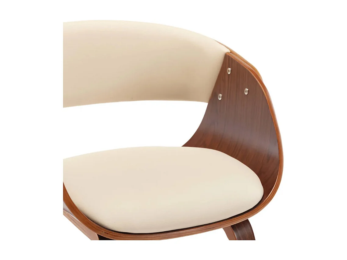 Chaise de salle à manger bois foncé et simili cuir beige Onetop - Lot de 4