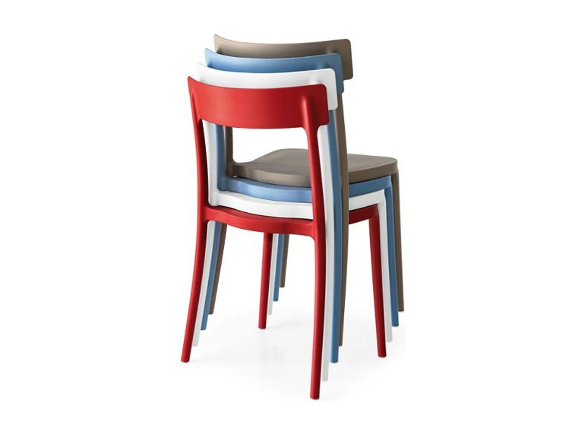 Chaise italienne empilable polypropylène Saray - Lot de 4-Couleur Rouge