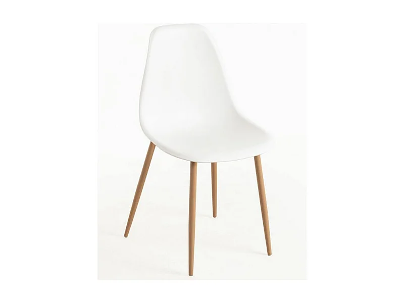 Silla escandinava Kerry blanca y natural - Juego de 2