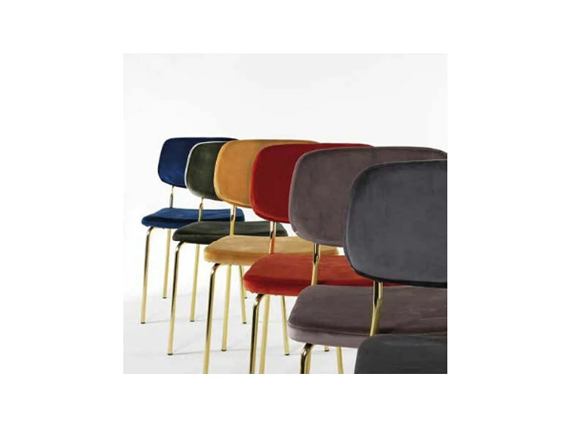 Chaise moderne en velours et pieds en laiton brossé doré Zola - Lot de 2-Couleur Jaune