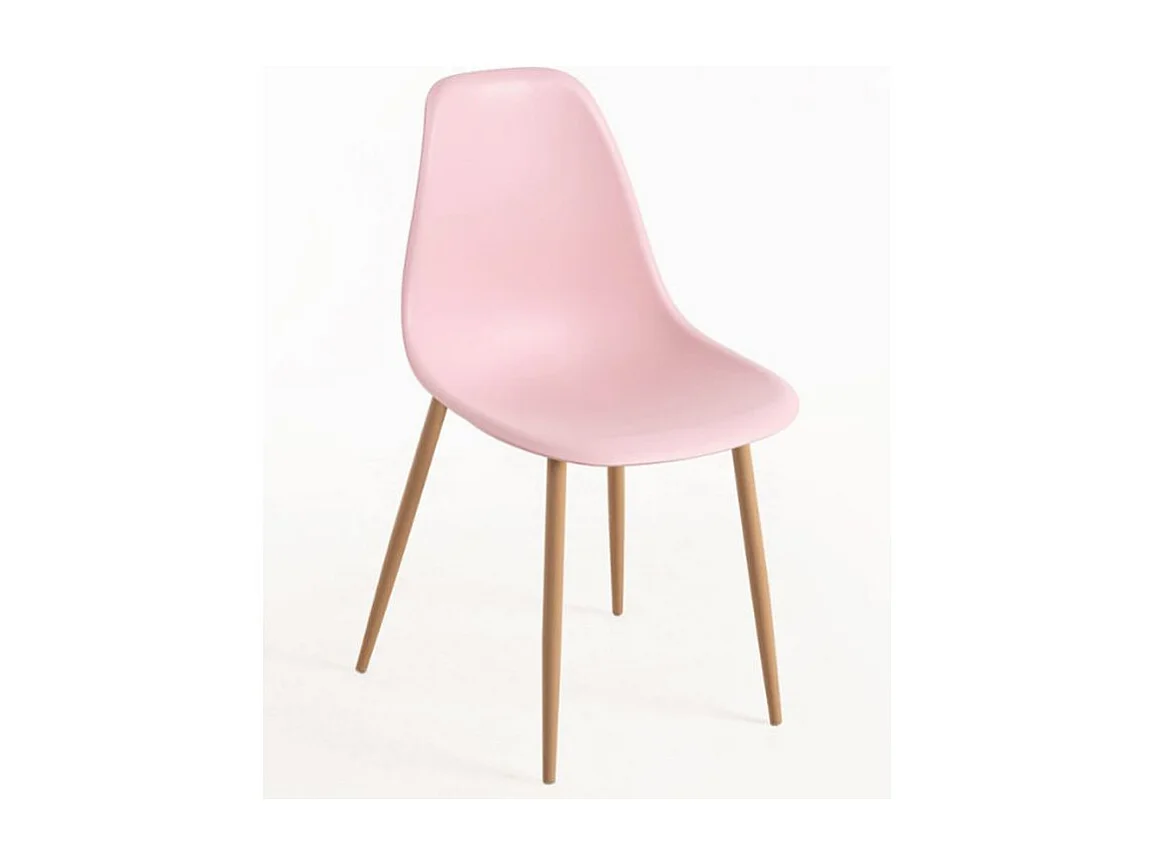 Silla escandinava Kerry rosa y natural - Juego de 2