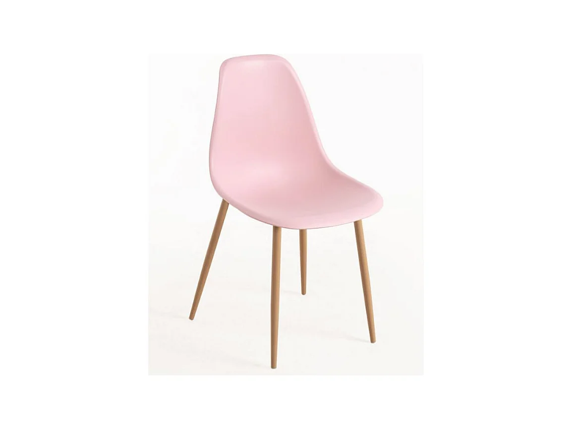 Chaise scandinave rose et naturel Kerry - Lot de 2