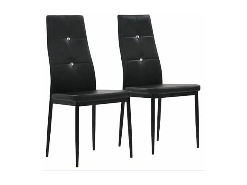 Chaise à manger similicuir noir et pieds métal noir Mikarel - Lot de 2