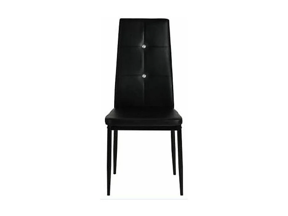 Chaise à manger similicuir noir et pieds métal noir Mikarel - Lot de 2