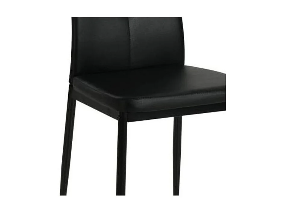 Chaise à manger similicuir noir et pieds métal noir Mikarel - Lot de 2