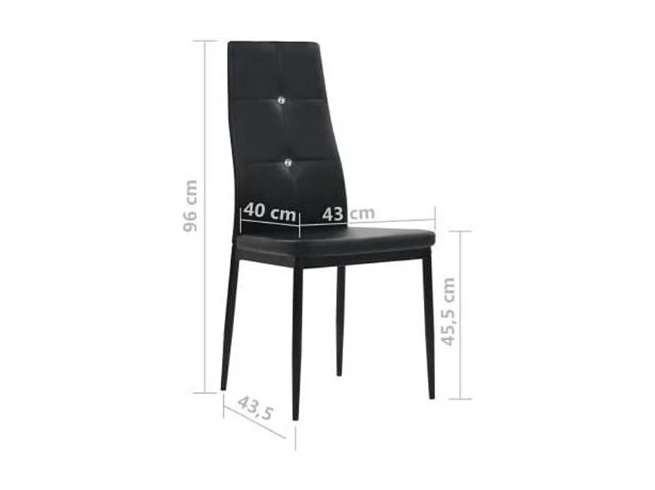 Chaise à manger similicuir noir et pieds métal noir Mikarel - Lot de 2