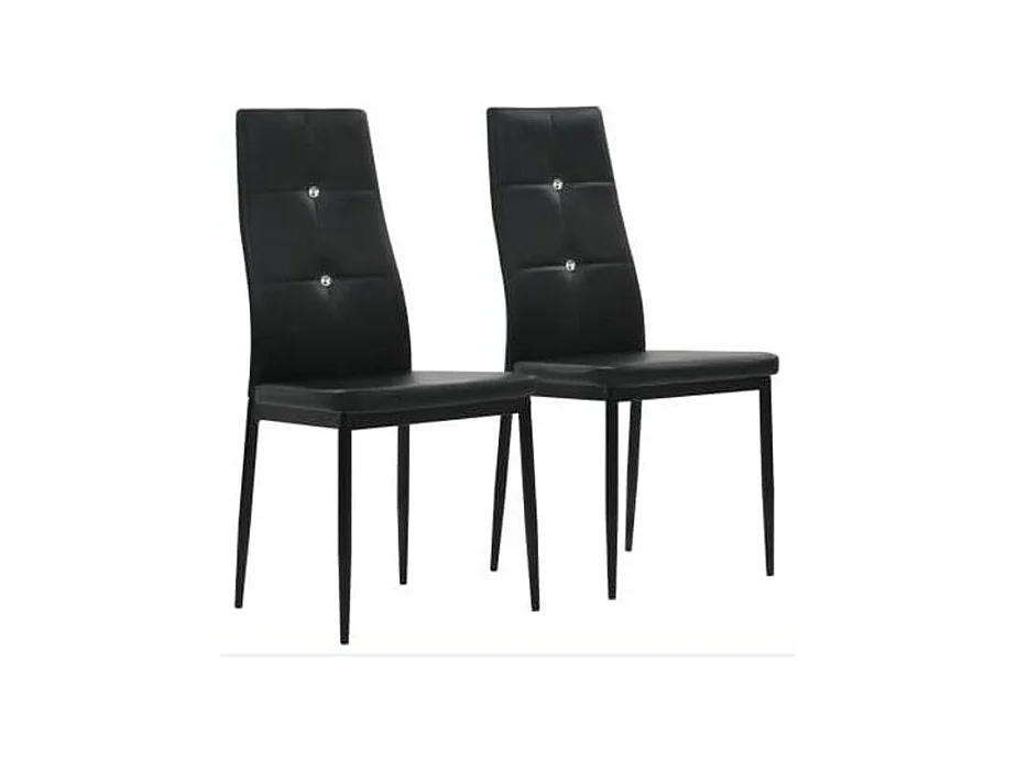 Chaise à manger similicuir noir et pieds métal noir Mikarel - Lot de 2