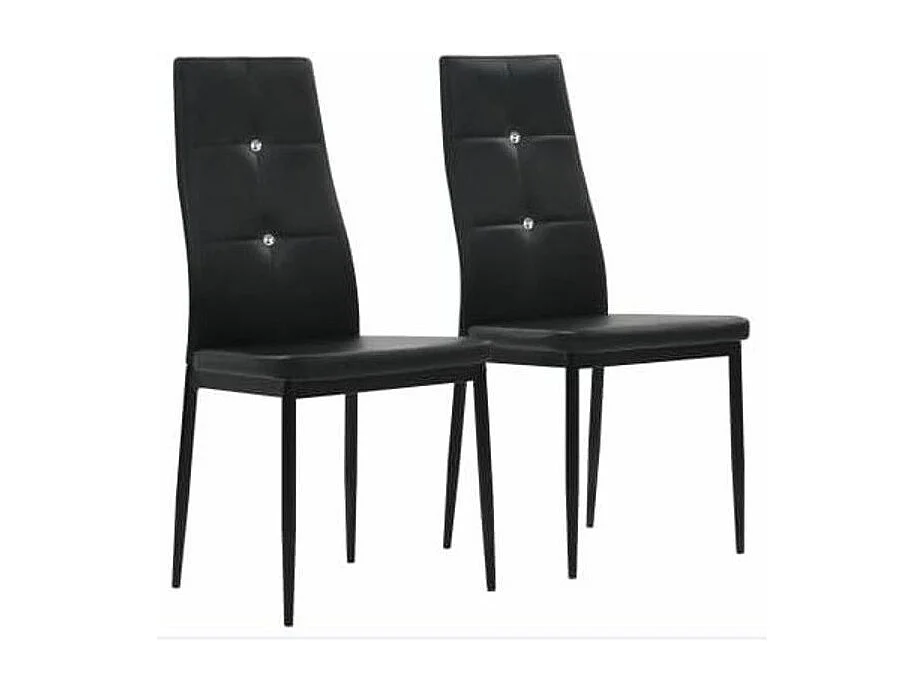 Chaise à manger similicuir noir et pieds métal noir Mikarel - Lot de 2