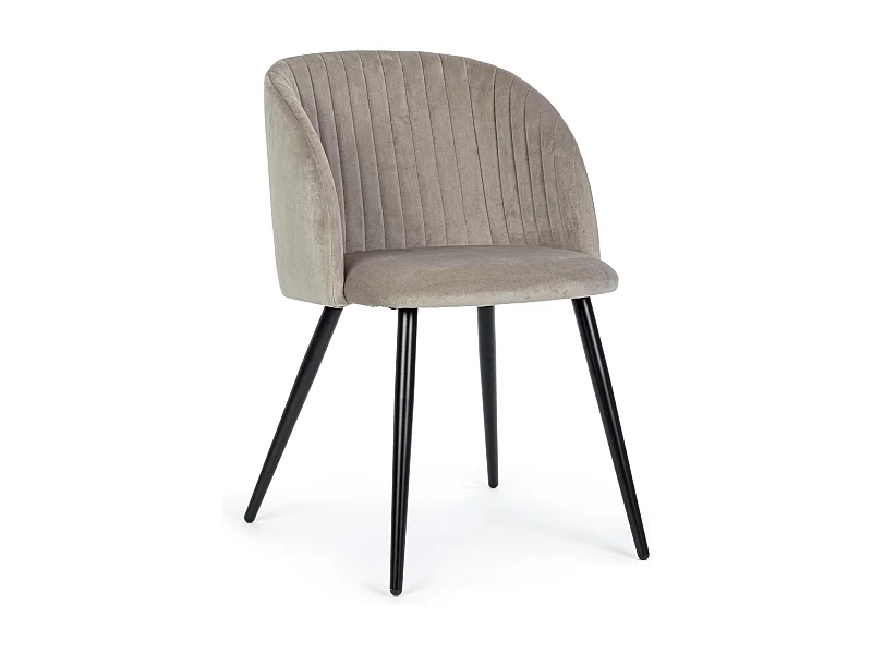 Lot de 2 chaises Quentin en velours rembourré - Confort moderne-Couleur Beige