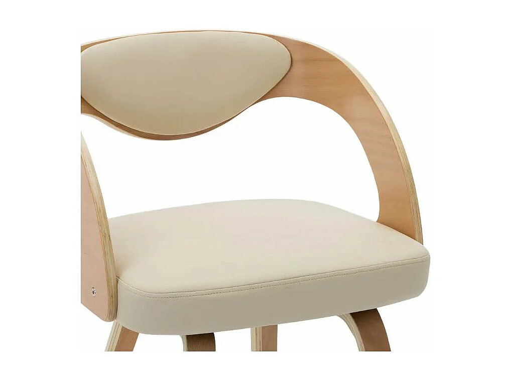 Chaise de salle à manger bois clair et simili cuir beige Canva - Lot de 4