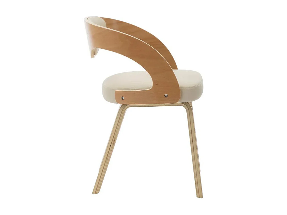 Chaise de salle à manger bois clair et simili cuir beige Canva - Lot de 4