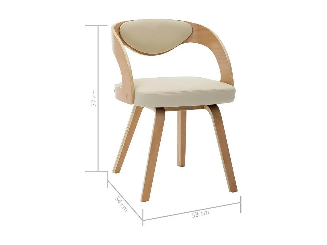Chaise de salle à manger bois clair et simili cuir beige Canva - Lot de 4