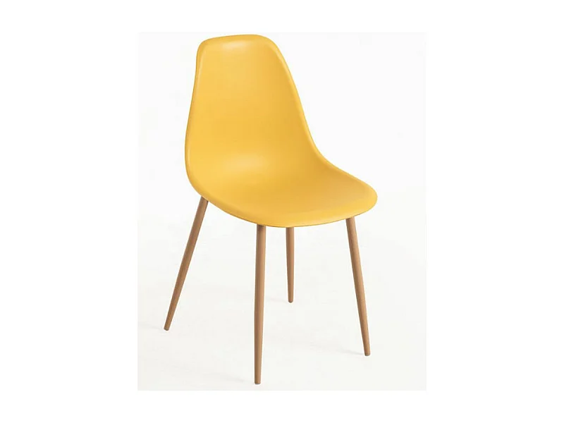 Chaise scandinave jaune et naturel Kerry - Lot de 2