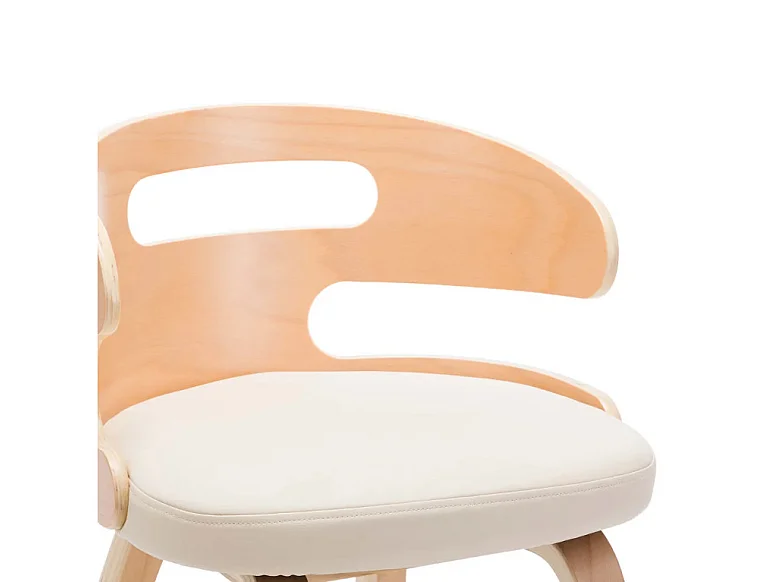 Chaise de salle à manger bois courbé clair et simili cuir beige Laetitia - Lot de 2