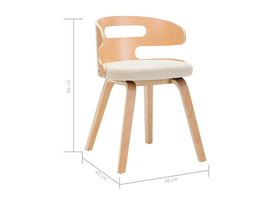 Chaise de salle à manger bois courbé clair et simili cuir beige Laetitia - Lot de 2