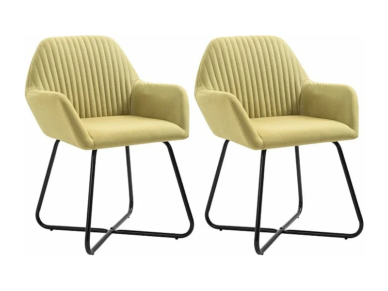 Chaise tissu vert anis et pieds métal noir Mikee - Lot de 2