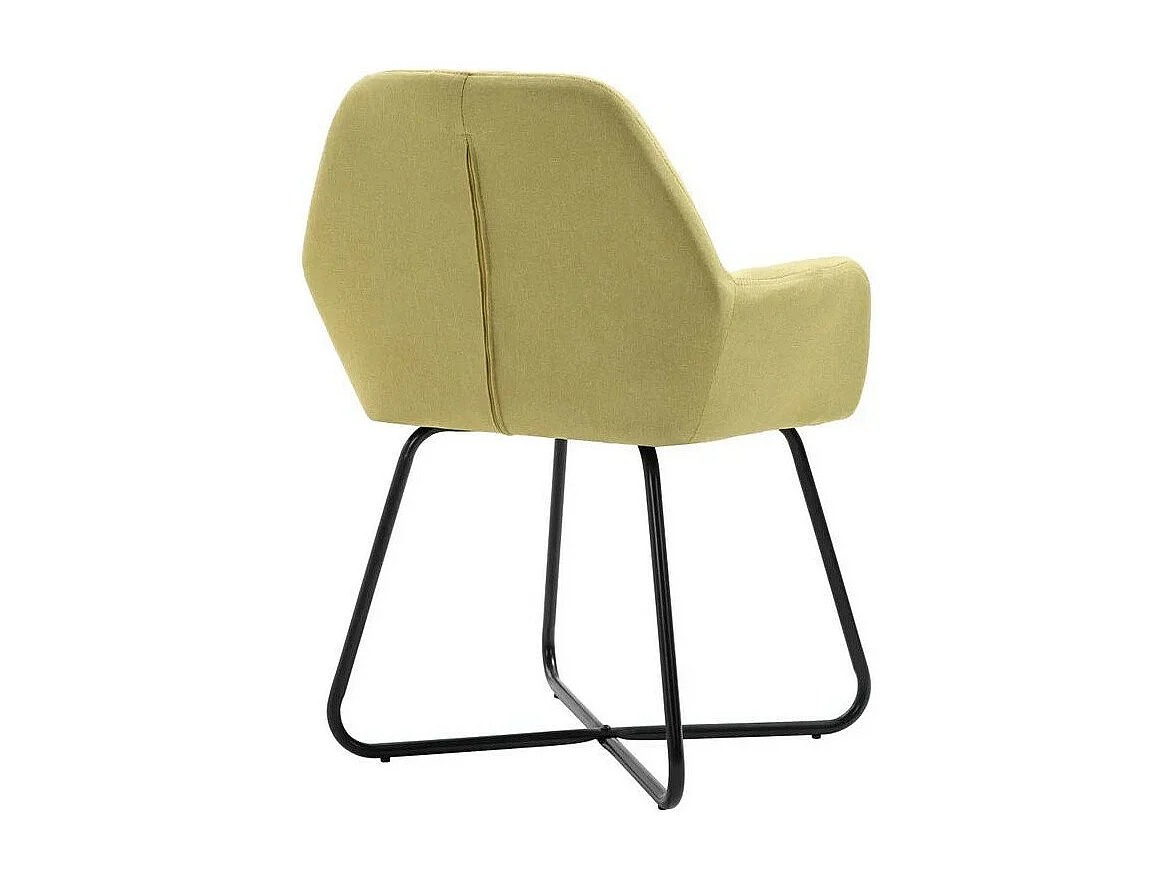 Chaise tissu vert anis et pieds métal noir Mikee - Lot de 2