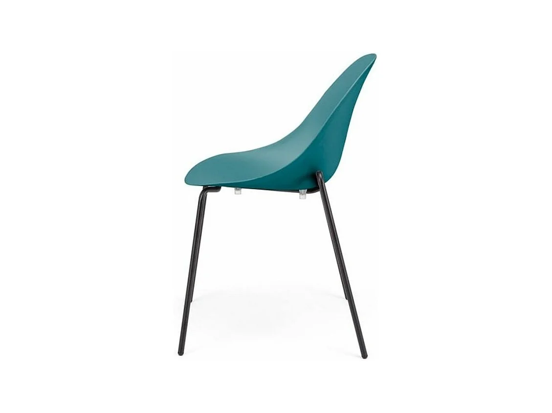 Moderne stoel in polypropyleen en zwart metaal Zola - Set van 4-Kleur Blauwe Eend