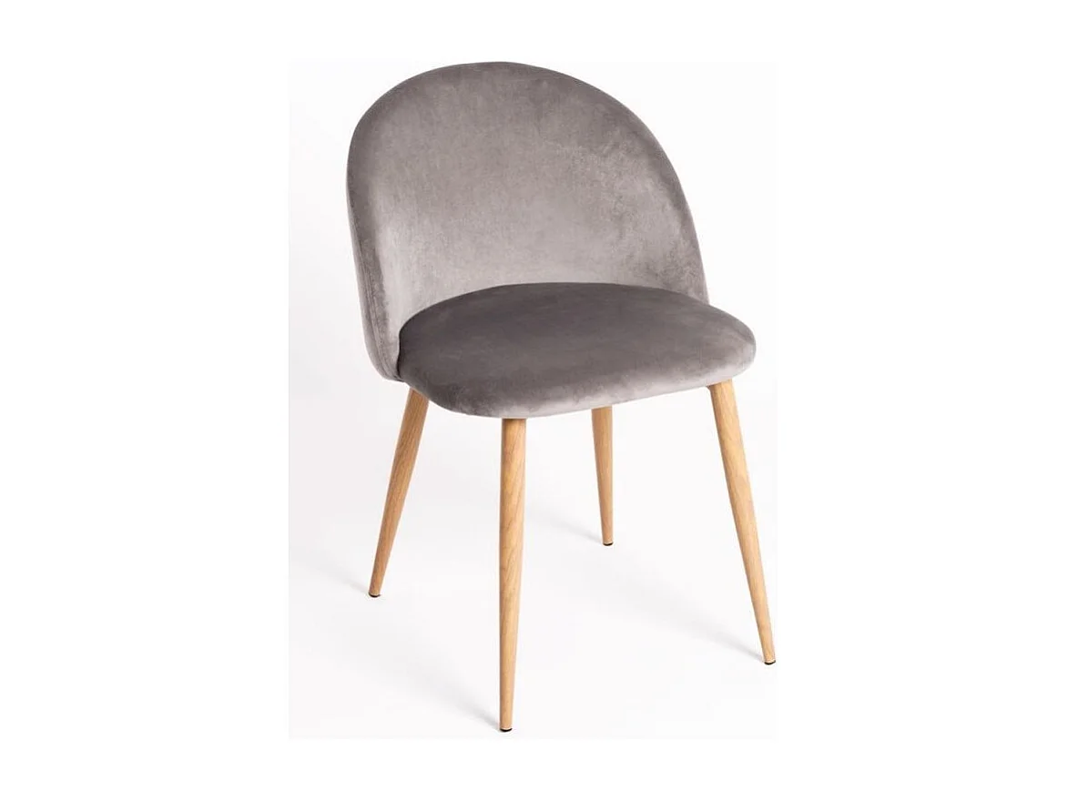 Juego de 2 sillas Kazon - Elegantes patas de metal efecto terciopelo y madera clara-Color Gris claro