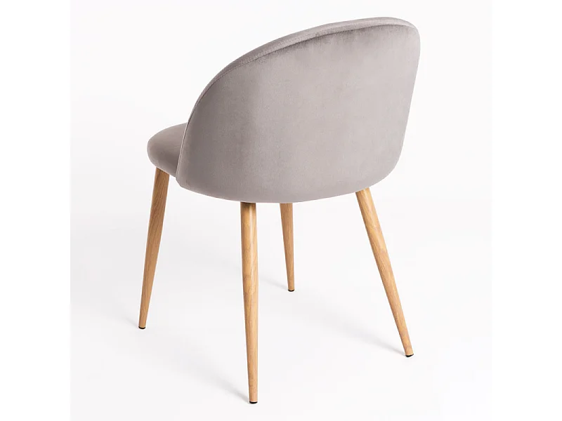 Juego de 2 sillas Kazon - Elegantes patas de metal efecto terciopelo y madera clara-Color Gris claro