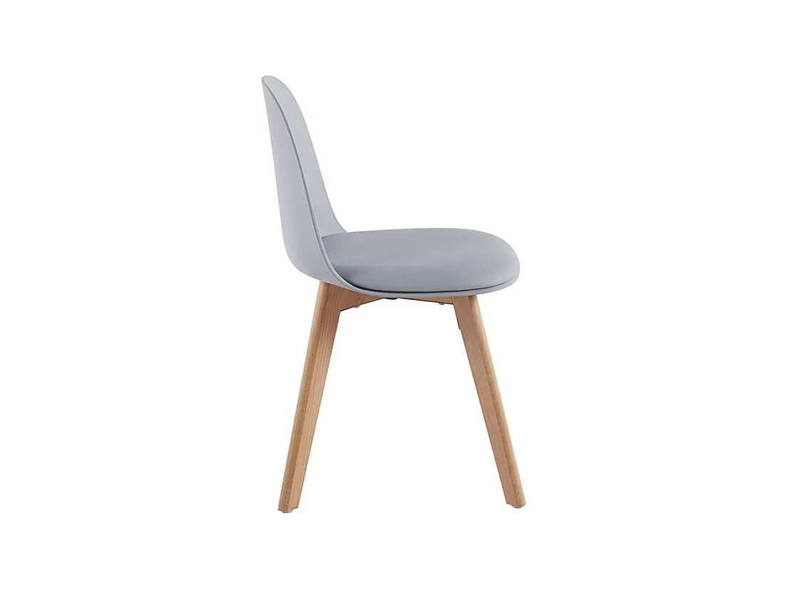 Chaise nordique naturel et gris avec un coussin d'assise en simili cuir Dekan