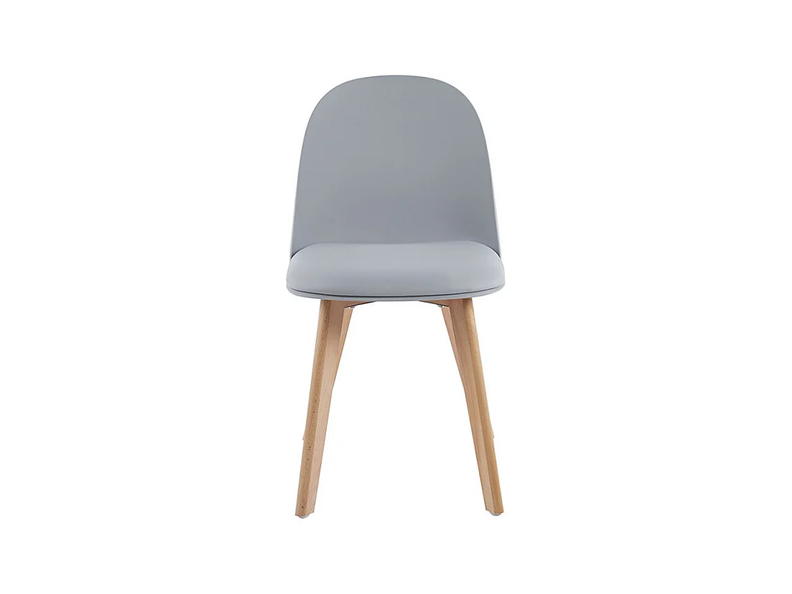 Chaise nordique naturel et gris avec un coussin d'assise en simili cuir Dekan