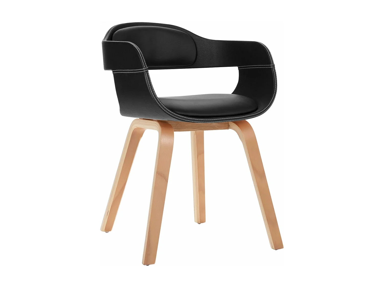 Chaises de salle à manger 4 pcs Noir Bois courbé et similicuir 4