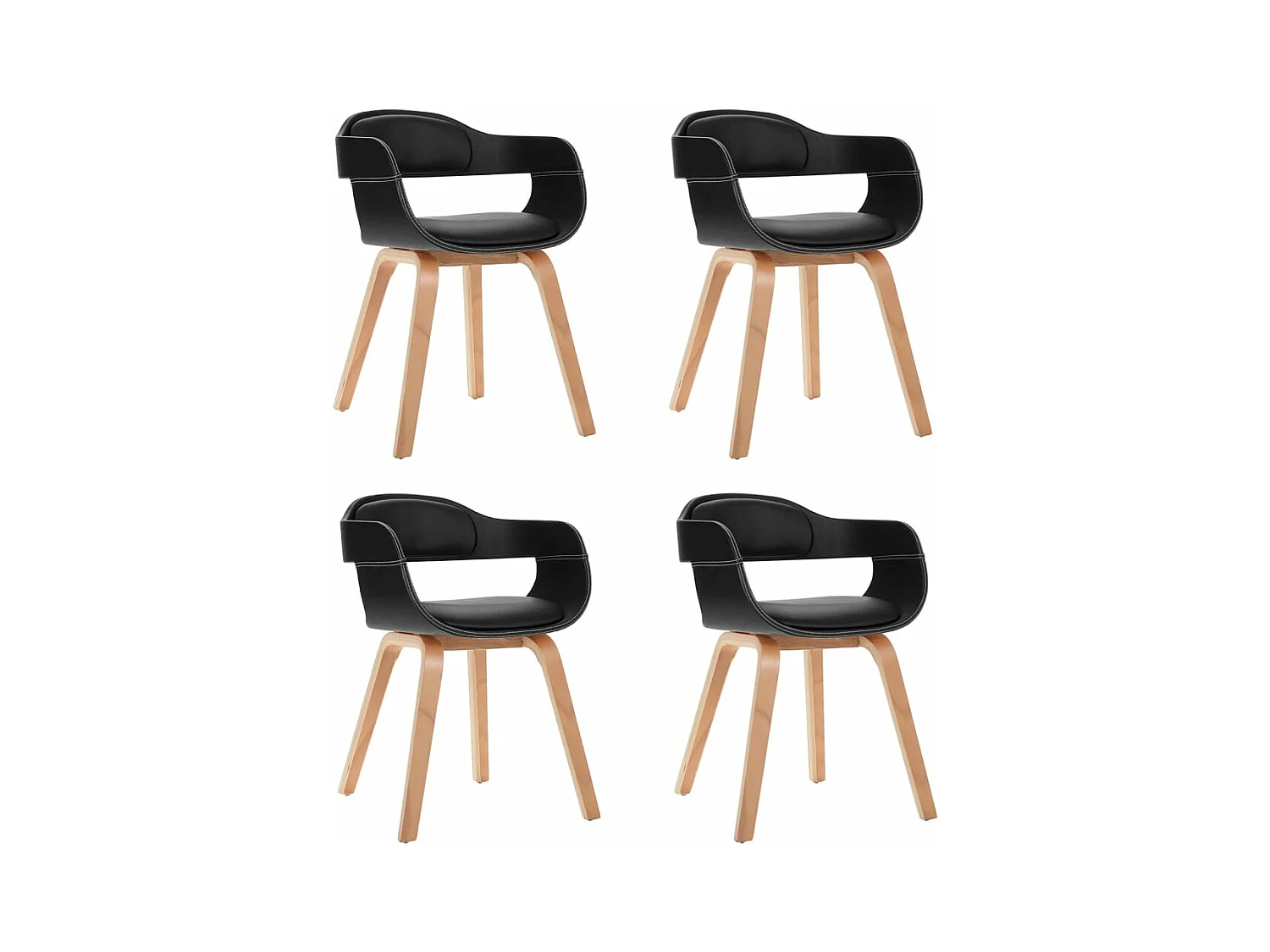 Chaises de salle à manger 4 pcs Noir Bois courbé et similicuir 4