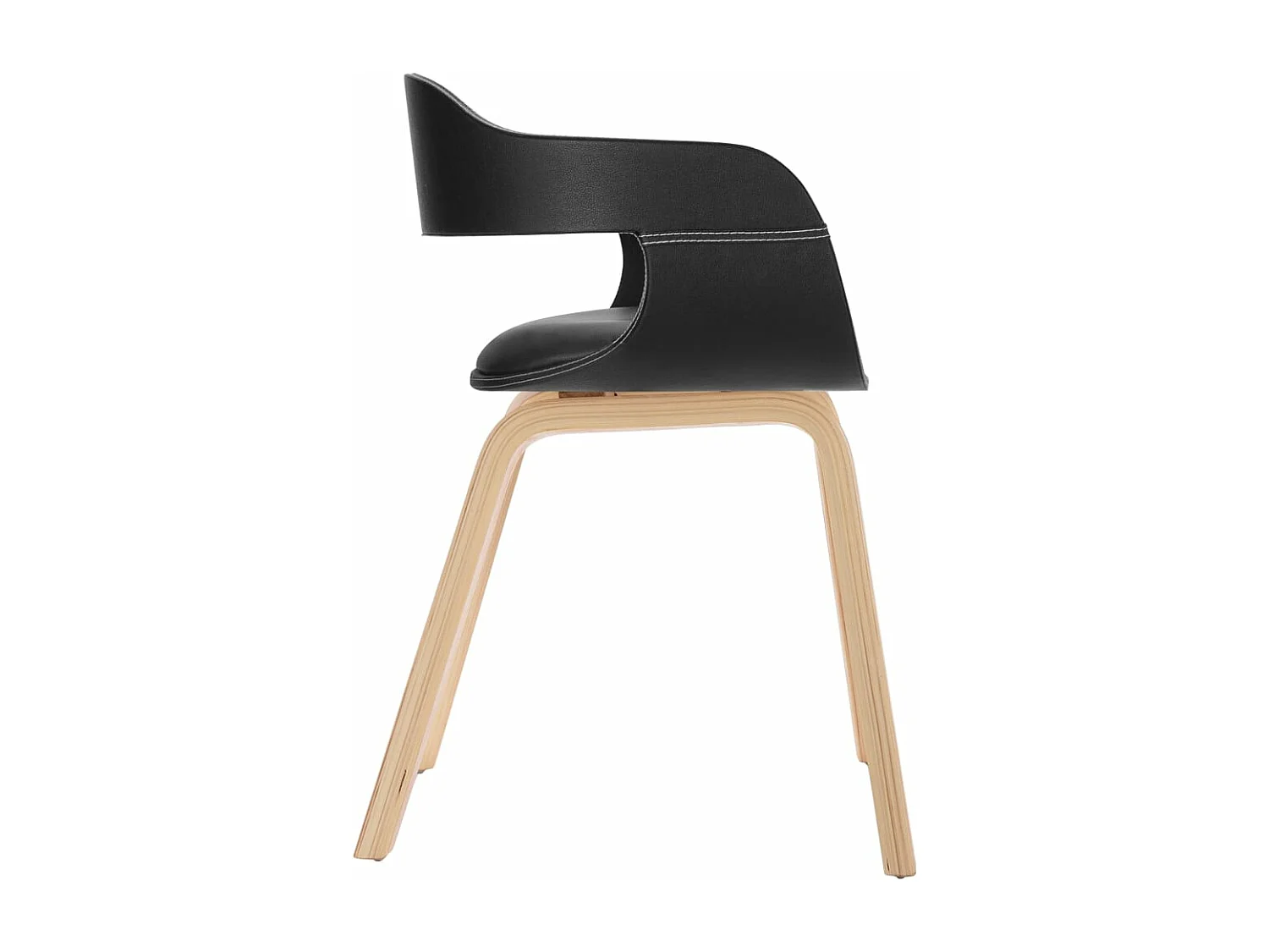 Chaises de salle à manger 4 pcs Noir Bois courbé et similicuir 4