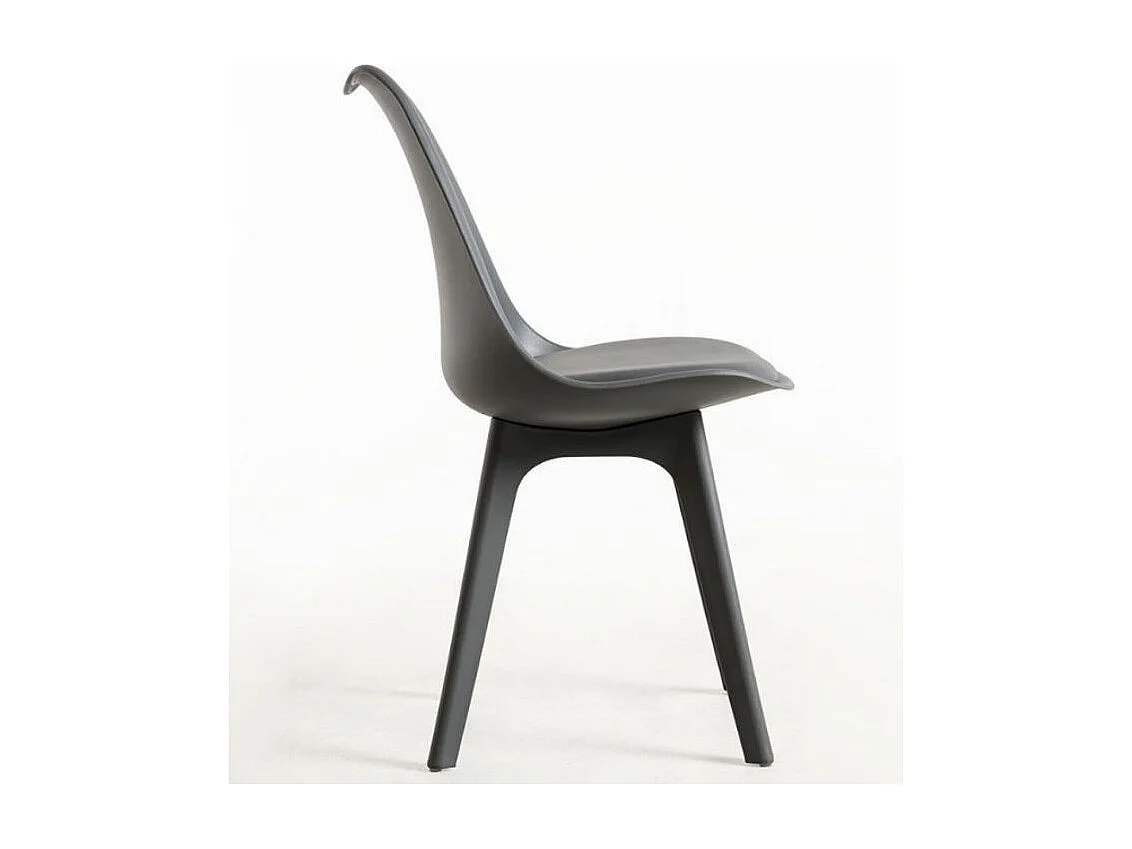 Silla moderna Arko de polipropileno y cojín de asiento de piel sintética gris oscuro