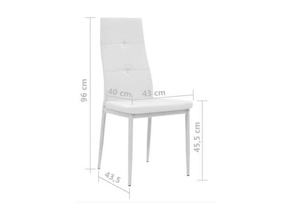 Chaise à manger similicuir blanc et pieds métal noir Mikarel - Lot de 2